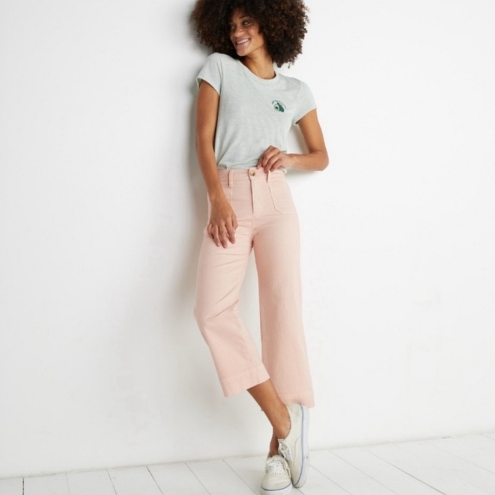 NWOT Marine Layer | Bridget Wide Leg Cropped Cotton Pant in Rose Cloud Pink
